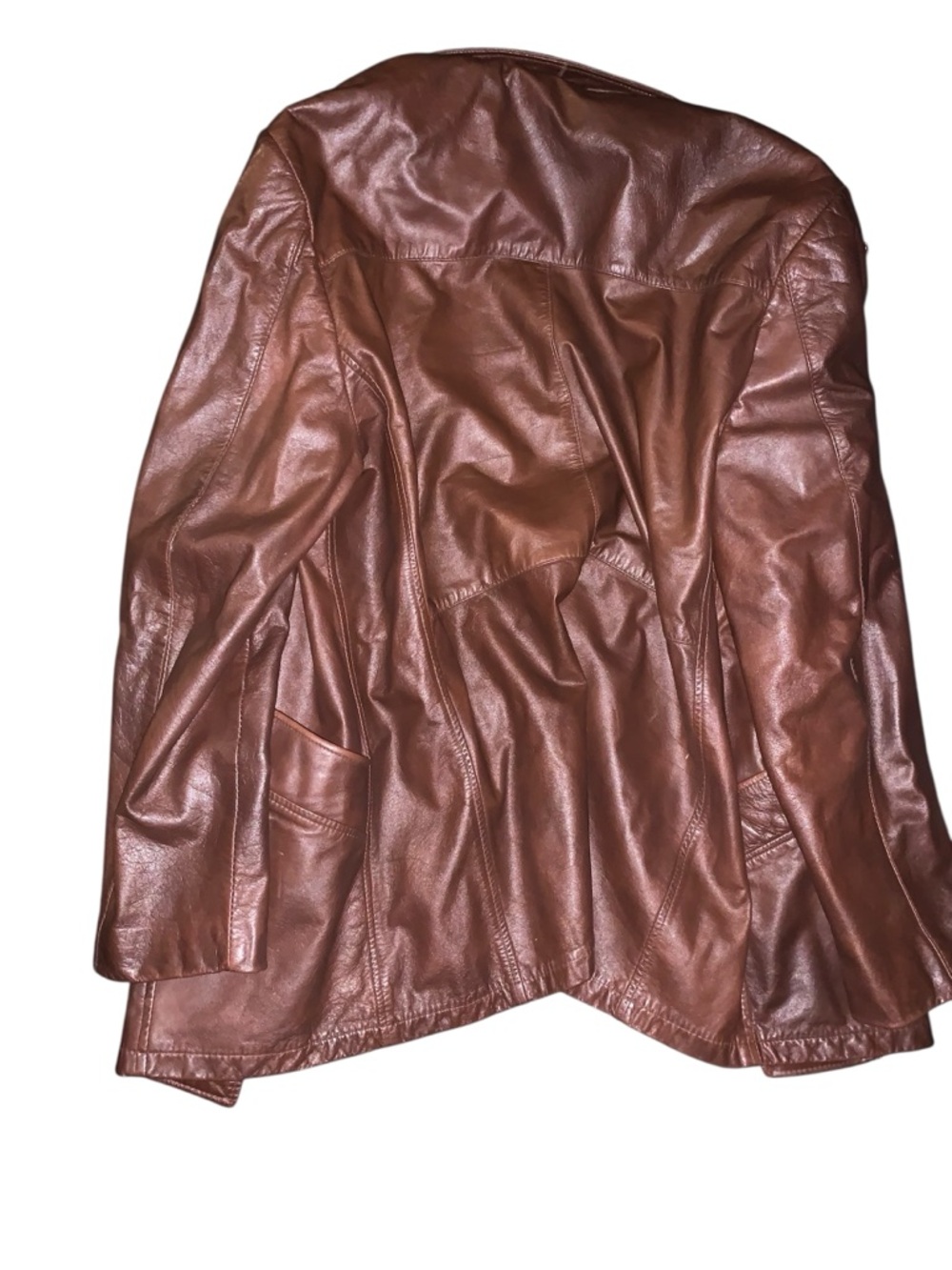 Men's Brown Leather Jacket - Classic Button-Front Coat - Picture 2 of 3